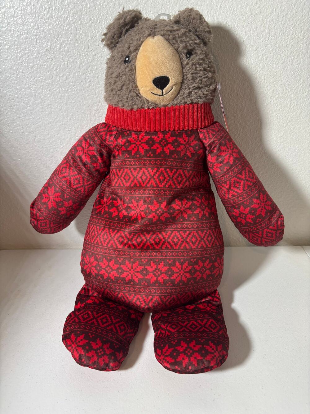 Books & Barkley NWT Crinkly Squeaker Bear Dog Toy Plush Red Winter Holiday 21"